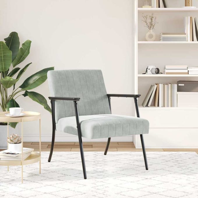 vidaXL Fauteuil Lichtgrijs 59 x 75 x 78 cm Fluweel