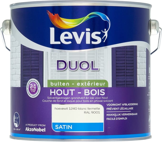 Levis - Duol Hout Buiten Satin - Hoevewit - 2,5 L