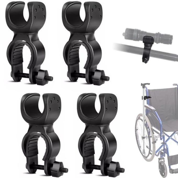 Stokhouder - 4 Stuks - Multifunctioneel - Rubber - Rotatie 360° - Geschikt voor Rollator/Fiets - Duurzaam en Antislip