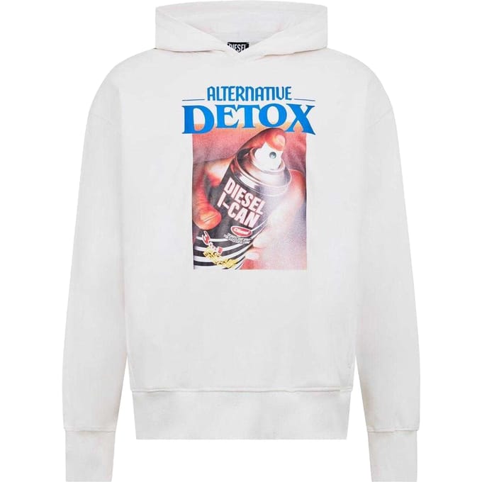 Diesel Unisex Graphic Print Regular Hoodie voor volwassenen (Wit)