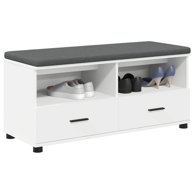 vidaXL - Hallenbank - Wit - 100 - x - 38 - x - 46 - cm - Geengineerd - Hout - en - Stof