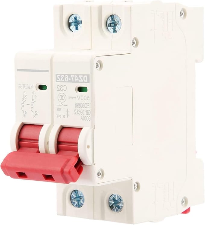DC Stroomonderbreker - Veiligheidsschakelaar MCB - Bescherming DC Circuits - Vlamvertragende Behuizing - 32A 500V - Grijs