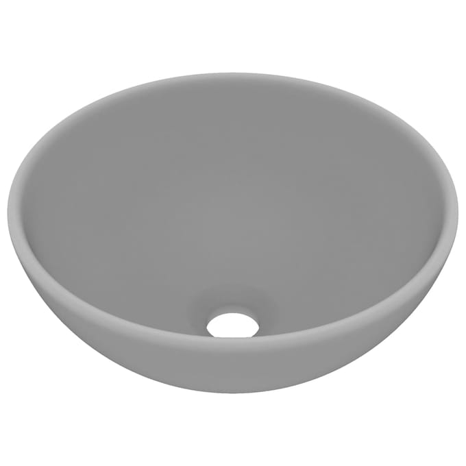 vidaXL - Wastafel - rond - 32,5x14 - cm - keramiek - mat - lichtgrijs