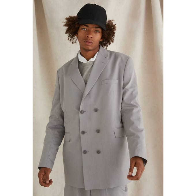 Double Breasted Oversized Blazer | Grey | Size 46