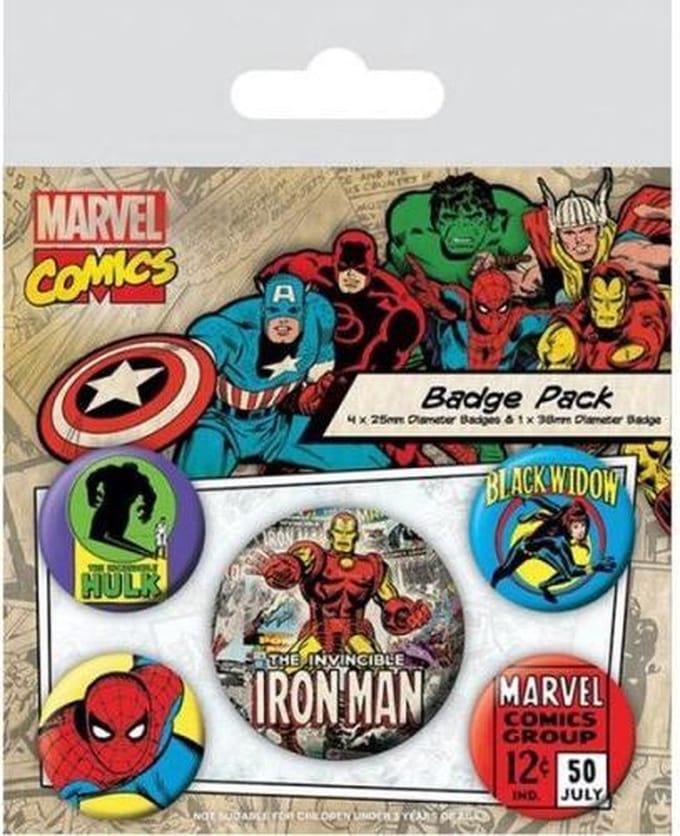 Pyramid International Marvel Comics Pin-Back Buttons 5-Pack Iron Man Pins & Brooches