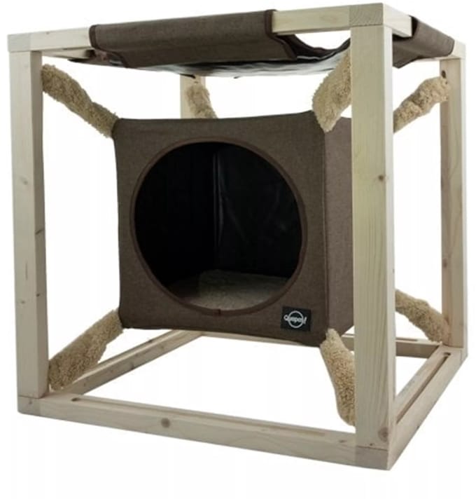Quapas! Kattenmand met hangmat Catcube M 54x54x54 cm olijfgroen