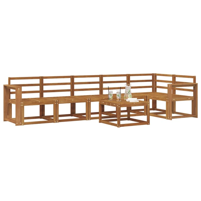 vidaXL - Buiten - bank - set - 7 - st - Naturel - Massief - Acacia - Hout