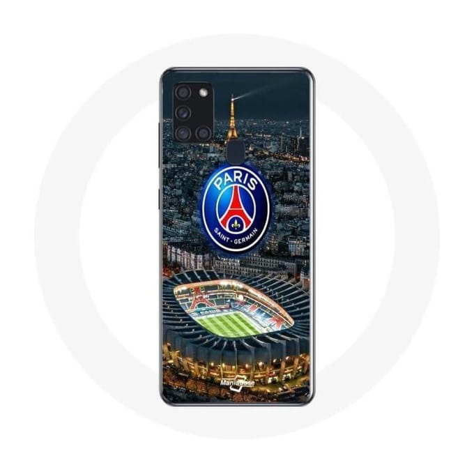 Coque - maniacase - Samsung Galaxy A21S - Noir - Souple - PSG Logo Tour Eiffel noir