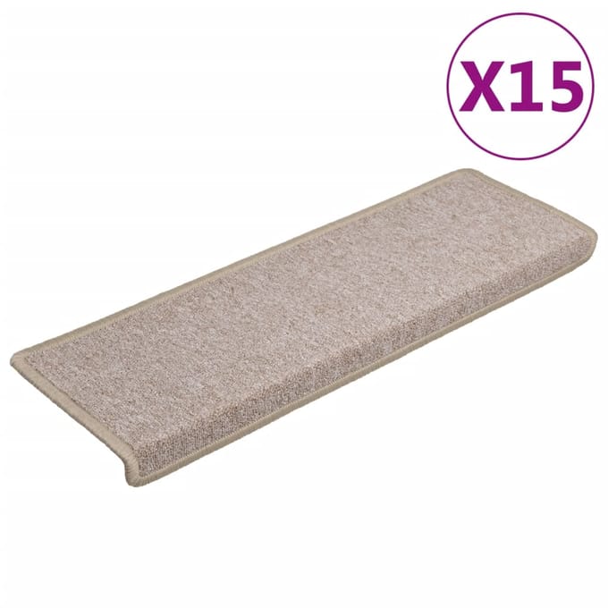 vidaXL - Trapmatten - 15 - st - 65x21x4 - cm - Taupe - Rechthoekige - Rand