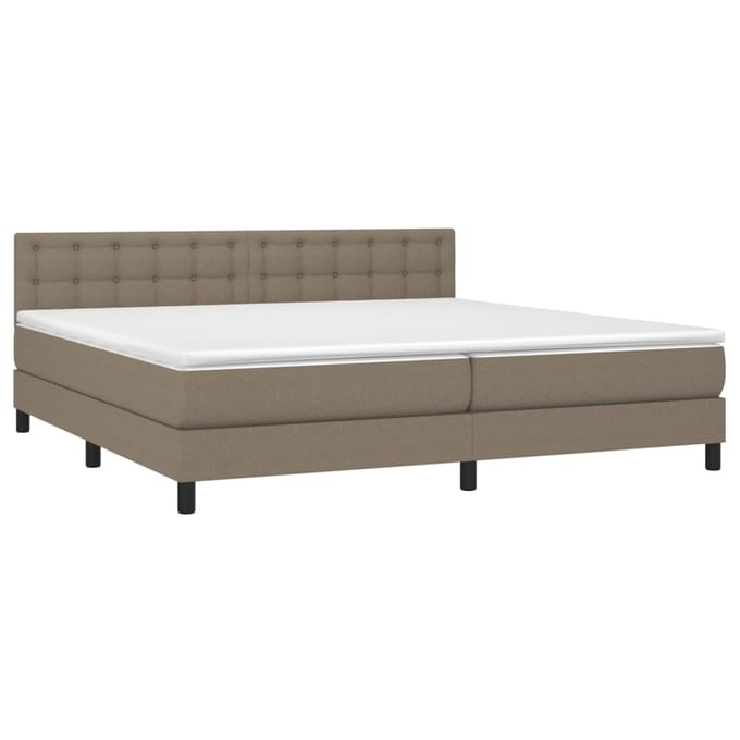 vidaXL - Boxspring - met - matras - en - LED - stof - taupe - 200x200 - cm