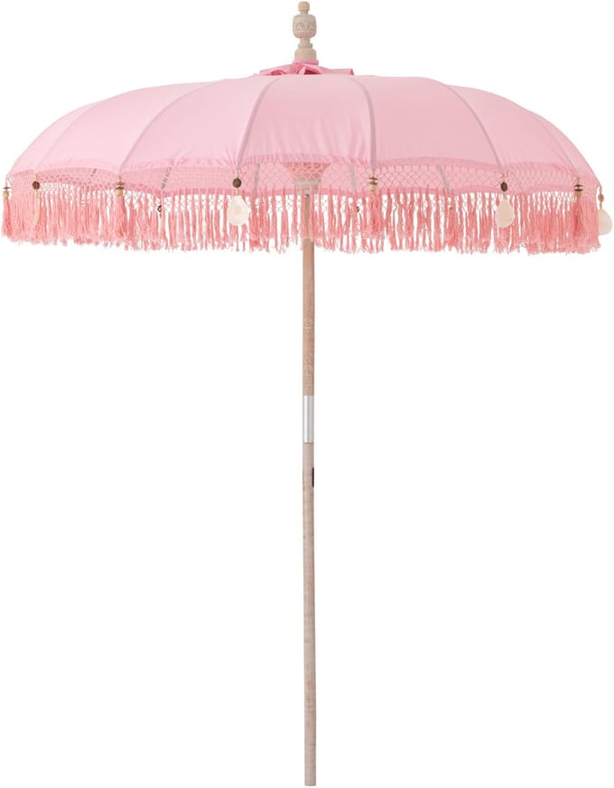J-Line parasol Bobbi - hout/katoen - lichtroze