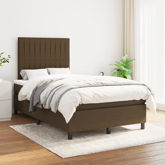 vidaXL - Boxspring - met - matras - stof - donkerbruin - 120x200 - cm