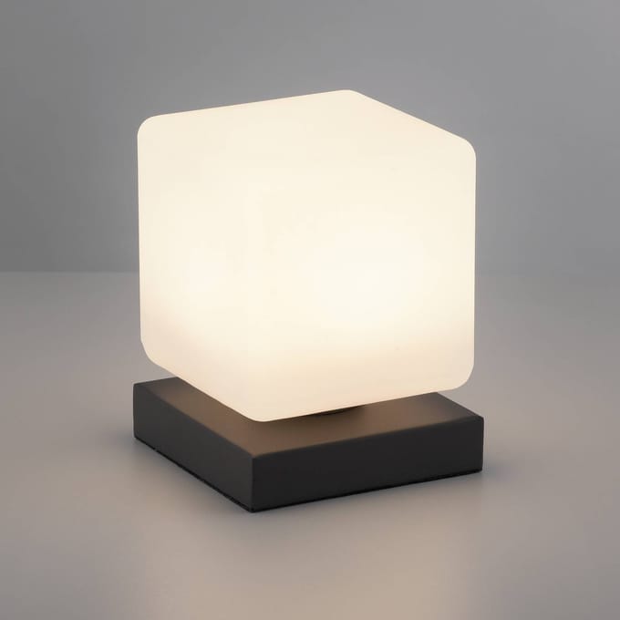 Paul Neuhaus LED tafellamp Dadoa, antraciet, glas, dimbaar