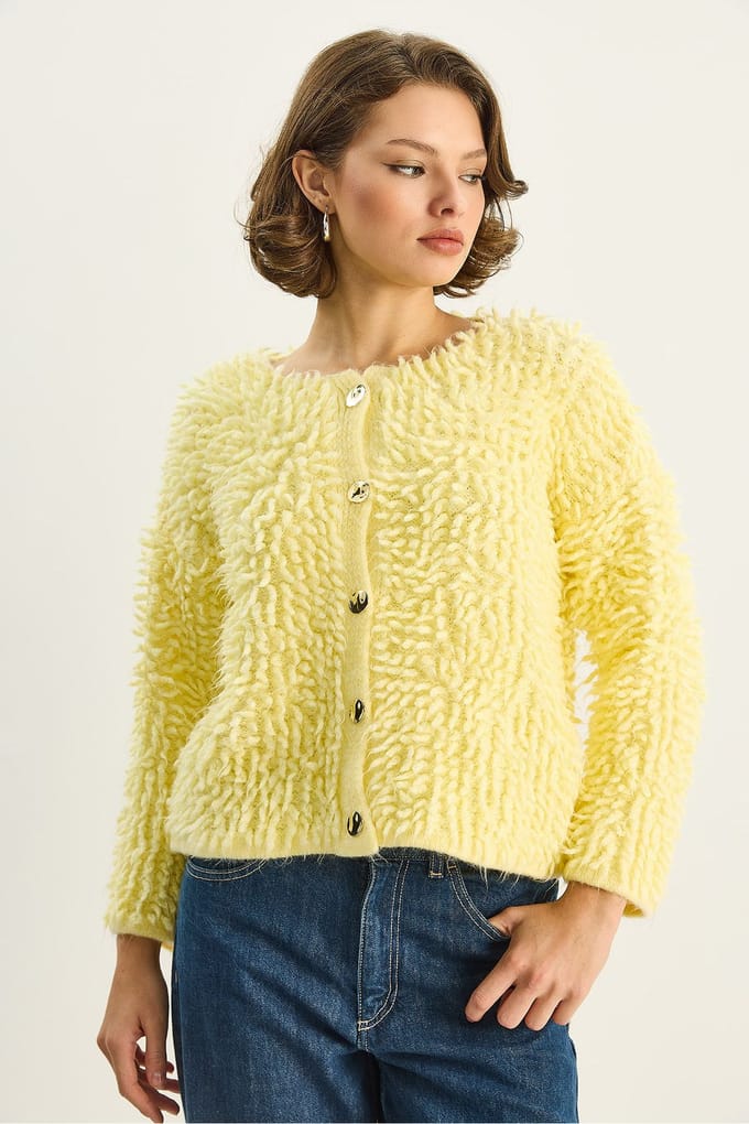 Gestructureerde Knopen Cardigan