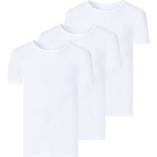 ESMARA MEN Set van 3 geribde heren T-shirts (Ronde hals, wit, M)