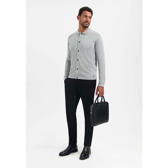 No Excess Pullover Full Button Polo Grey Melange Size: 3XL | Sweaters Outlet | Heren | Grijs