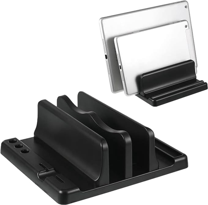 Famanu - Verticale laptopstandaard - Enkele sleuf - Zwart - Draagbaar bureau-accessoire