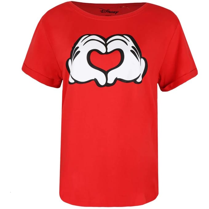 Disney Dames/dames Love Hands Mickey Mouse T-shirt (Rood)