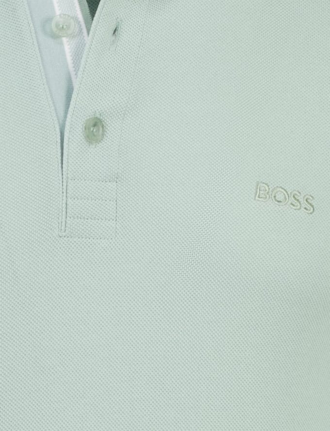 Polo Boss Green Paddy poloshirt groen met witte kraag