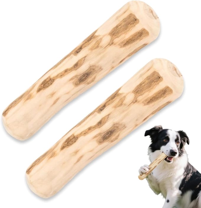Honden Knaaghout - Natuurlijk Kauwhout - Honden Bezig Houden - Set van Twee - Middelgroot - Blauw
