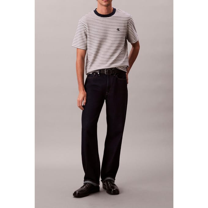 Calvin Klein Ss Striped Ottoman Tee Chalk Taglia: S | Magliette basic Outlet | Uomo