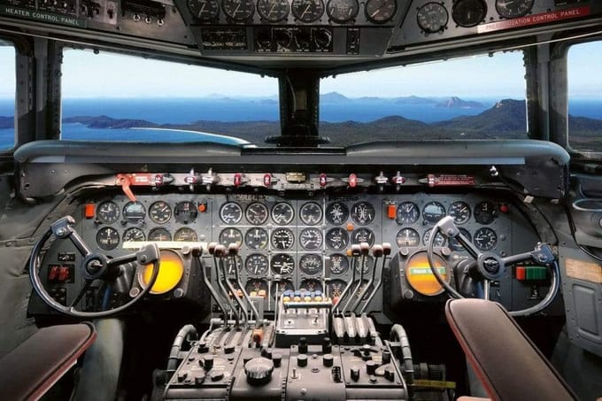 Fotobehang - Cockpit View 375x250cm - Vliesbehang