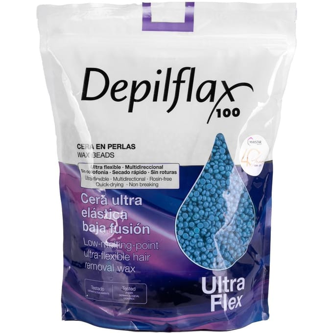 Depilflax 100 Flexibele Ontharingswas Met Lage Smelttemperatuur Parelmoer Ultraflex Blauw 1000G