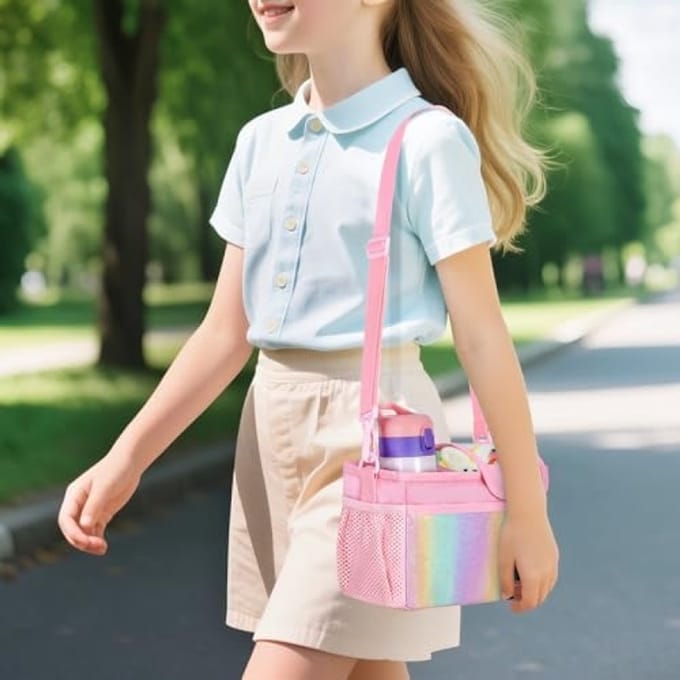 Kinderfietsmand met bekerhouder en schouderriem