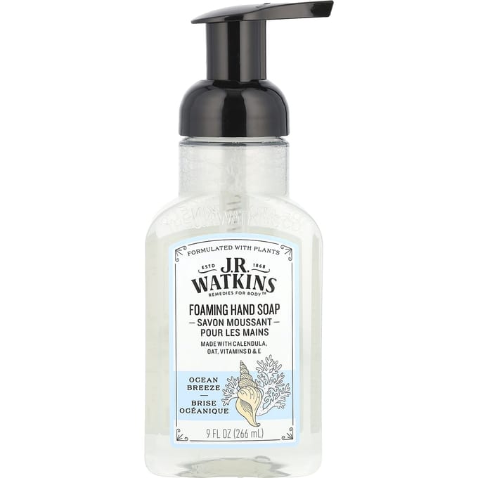 J R Watkins, Foaming Hand Soap, Ocean Breeze, 9 fl oz (266 ml) white