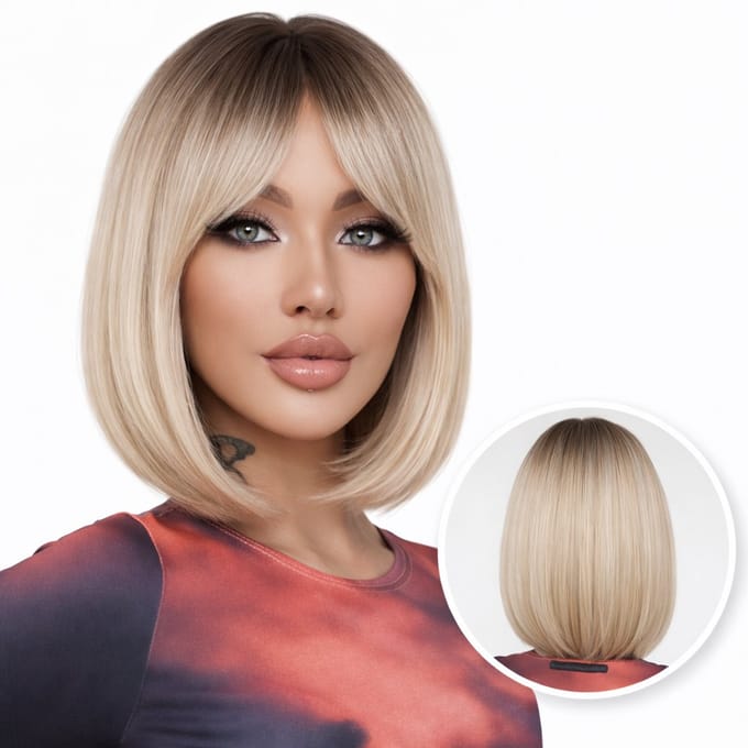 Blonde Pruik Kort - Pruiken Dames - Wig - Verstelbaar - Hittebestendig - Wasbaar - 30 cm