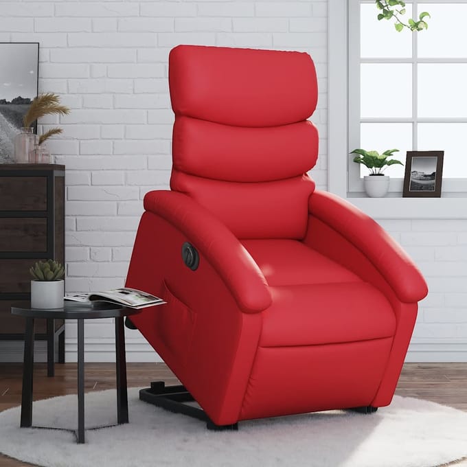 vidaXL - Sta-op-stoel - elektrisch - kunstleer - rood