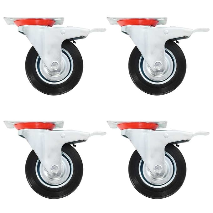 vidaXL - Zwenkwielen - met - dubbele - remmen - 4 - st - 100 - mm