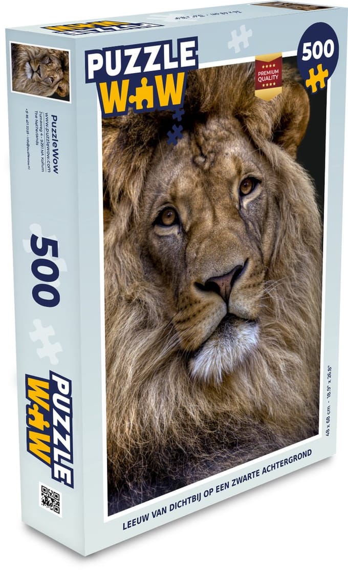 Puzzel Leeuw - Portret - Donker - Legpuzzel - Puzzel 500 stukjes