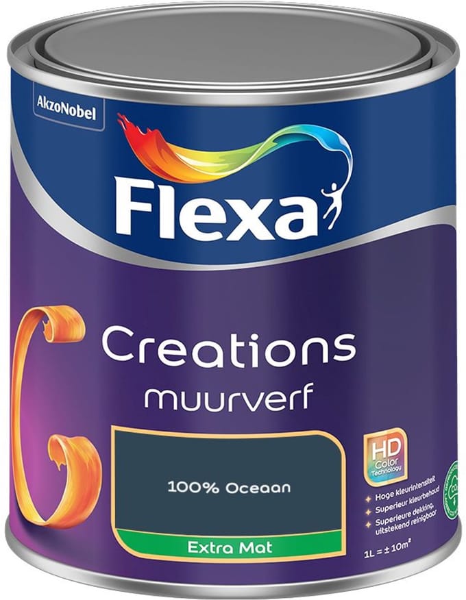 Flexa - Creations Muurverf Extra Mat - 100% Oceaan - Mengverf - 1 L