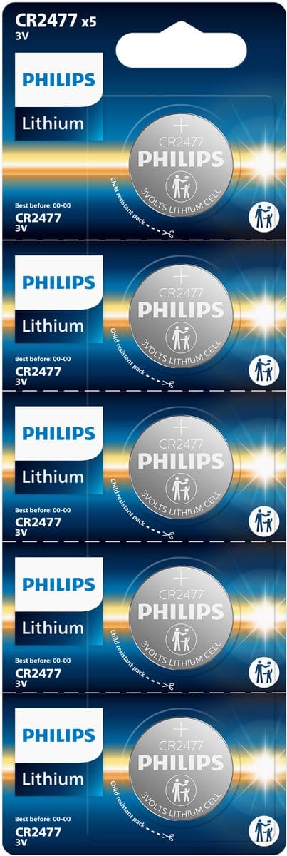 Philips CR2477 3V Lithium Knoopcel Batterijen 5 stuks