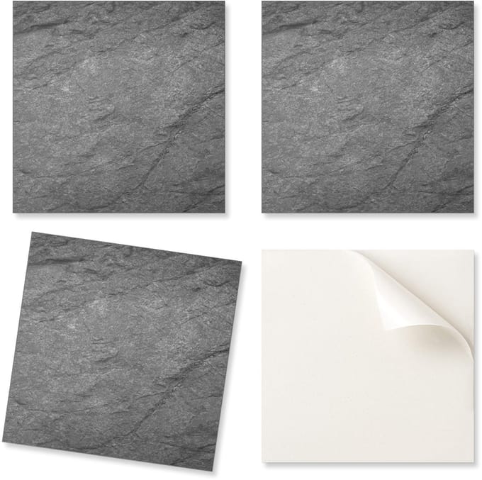 Vinyl wandtegels met print voor de eetkamer, natuursteenstructuur, 9x30x30 cm