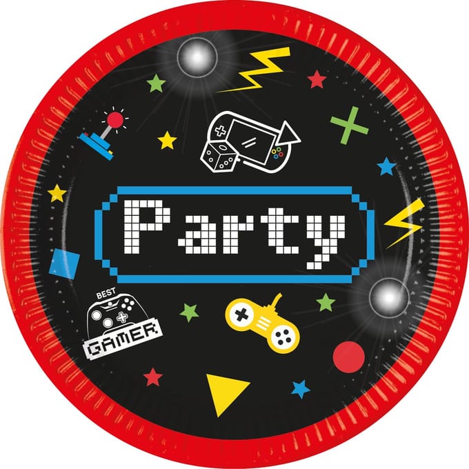 Vegaoo - 8 Gaming Party papieren bordjes 23 cm