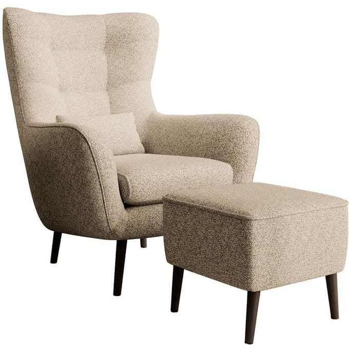 Fauteuil met hocker Verdiro bouclé | NADUVI Collection