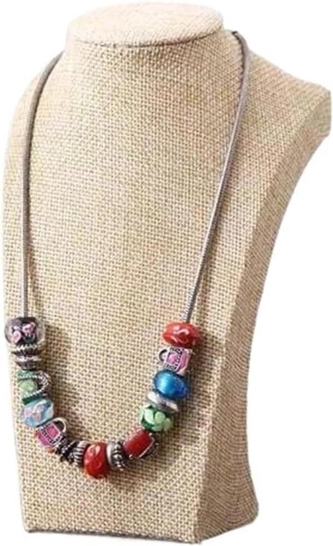 Sieraden Buste - Display Houder - Sieraden Presenteren - Elegante Linnen Afwerking - 20 cm - Geel