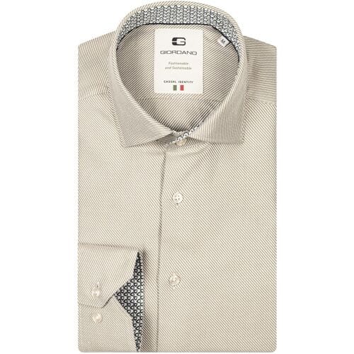 Giordano Overhemd Maggiore Diagonal Stripe Double Twill Two-Ply Cotton Pastel Groen / male