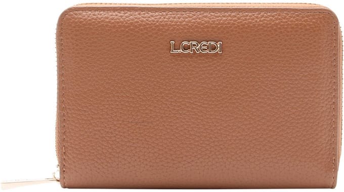 L.CREDI portemonnee Perla Zip Around Wallet Cognac Lichtbruin
