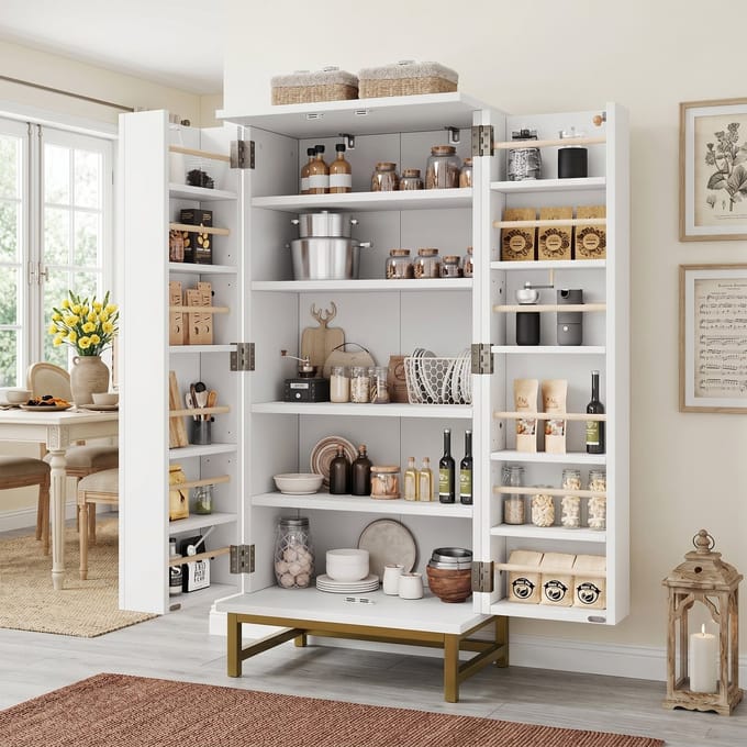 Sweiko Dressoir - Opbergkast - Keukenkast - Verstelbare planken - Wit