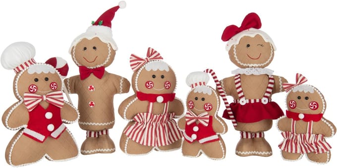 J-Line figuur Peperkoek Boy + Girl Candy - polyresin - beige/rood - large - 2 stuks