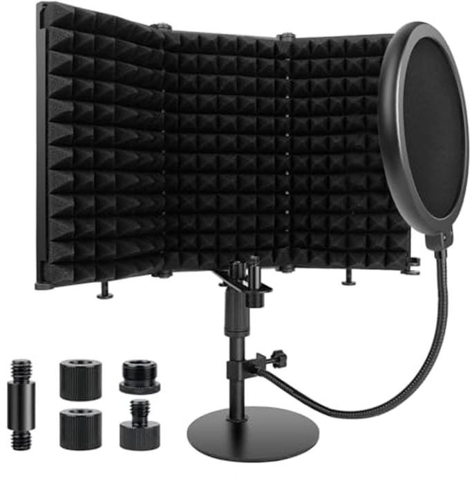 Microfoon isolatiedek met tafelstandaard en popfilter voor geluiddemping