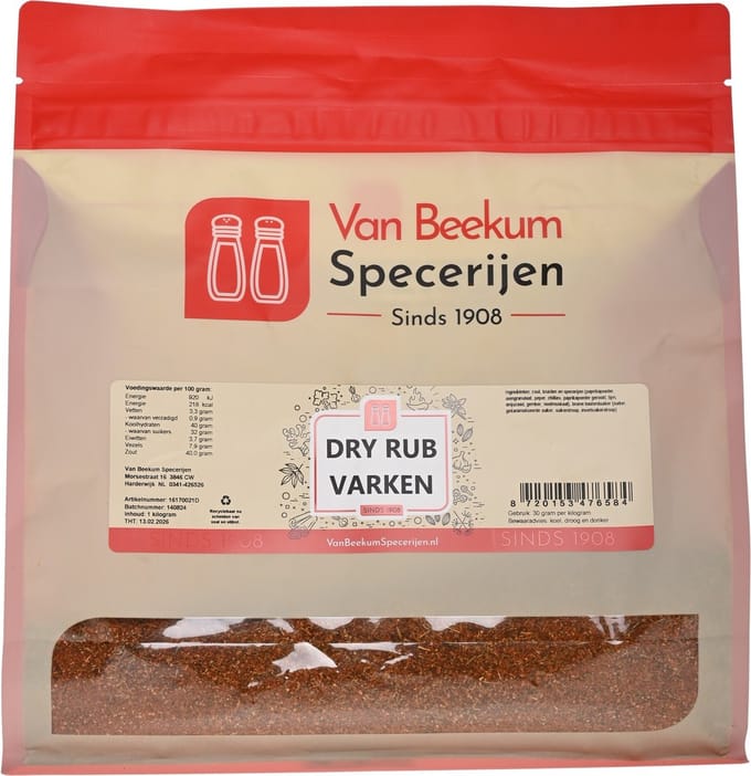 Van Beekum Specerijen - Dry Rub Varken - 2 KG (hersluitbare stazak)