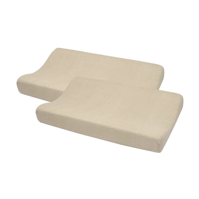 Meyco Baby Uni aankleedkussenhoes - 2-pack - badstof - sand - 85x75cm