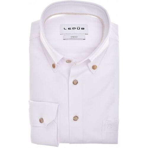 Ledûb Overhemd Uni Color 4-Way Stretch Button-Down Wit-Zand / male
