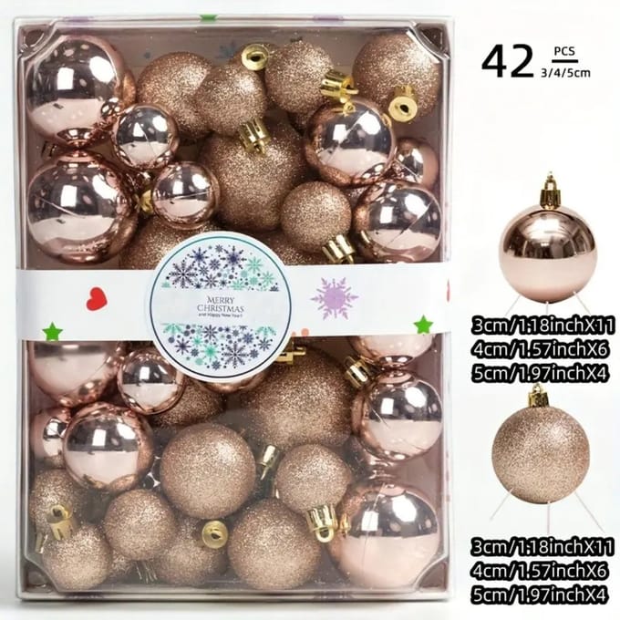 Nivard Kerstballen - Kerstversiering - Plastic - Champagne - Kerstballenset - 42 stuks