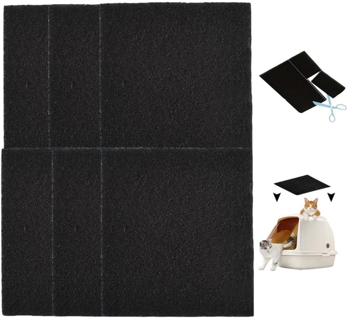 Dailygoods- Koolfilter 6 Stuks - Actieve Koolfilters - Vervangende Koolfilter - Geurfilter - 10,5 x 11,5 x 0,5 cm - Polyester