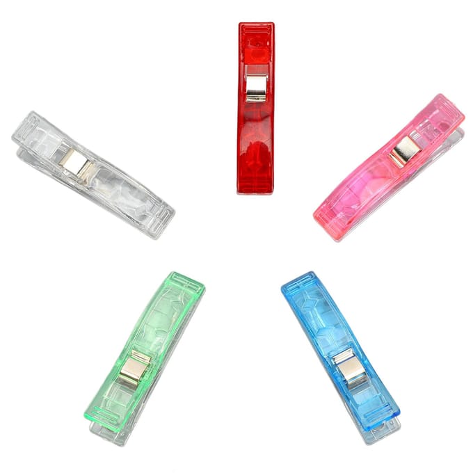 Lot de 50 mini pinces transparentes multifonctions en plastique pour vêtements, photos, collations pink